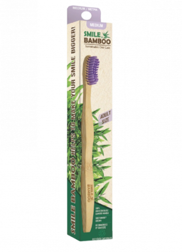 Smile Bamboo Οδοντόβουρτσα Μωβ Adult Size Medium 1 τεμάχιο