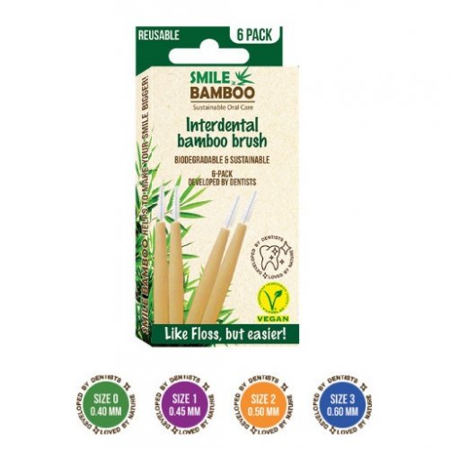 Smile Bamboo Reusable Μεσοδόντια Βουρτσάκια με Λαβή Size 0 (0.40MM) 6 τεμάχια
