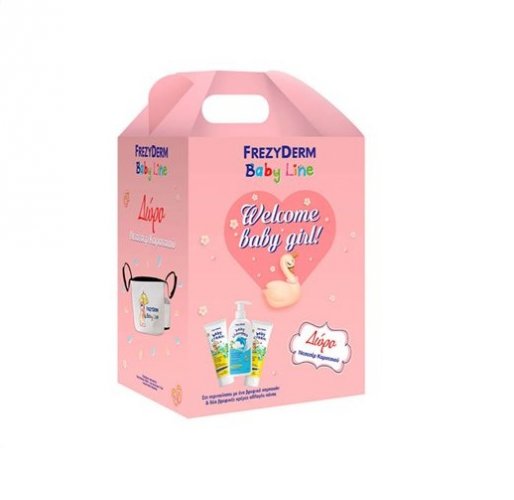 Frezyderm Baby Line Welcome Baby Girl Baby Shampoo 300ml & Baby Cream 2x175ml με δώρο νεσεσέρ καροτσιού