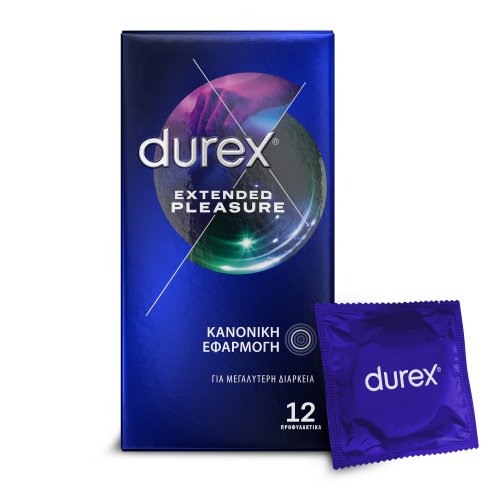 Durex Προφυλακτικά Με Επιβραδυντικό Τζελ Extended Pleasure Κανονική Εφαρμογή,  12 τεμάχια