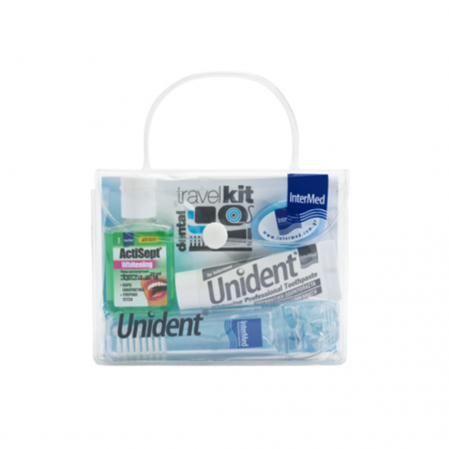 Intermed Unident Travel Kit με Whitening Toothpaste 10ml & Antisept Whitening 20ml & Οδοντόβουρτσα με Μεσοδόντιο Βουρτσάκι 1 τεμάχιο