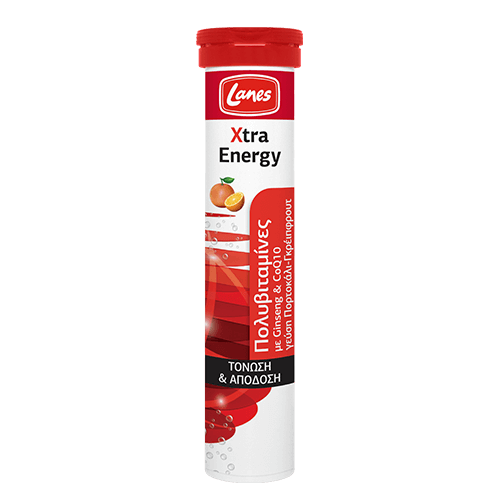 Lanes Xtra Energy - Αναβράζουσα πολυβιταμίνη για ενέργεια & τόνωση με γεύση πορτοκάλι- γκρεϊπφρουτ 20tabs