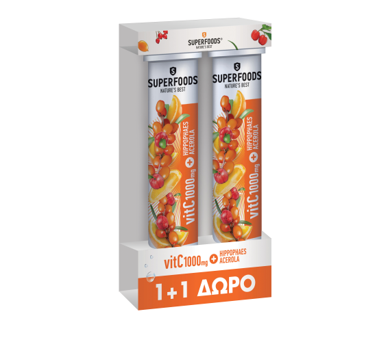 Superfoods VitC 1000mg & Hippophaes Acerola Promo Pack 2x20tabs