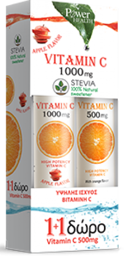 Power of Nature Vitamin C 1000mg Μήλο 24 tabs & Vitamin C 500mg 20tabs