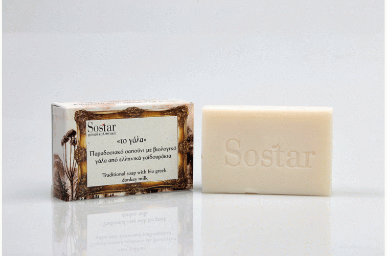 Sostar Παραδοσιακό σαπούνι με βιολογικό γάλα από ελληνικά γαϊδουράκια 100gr 