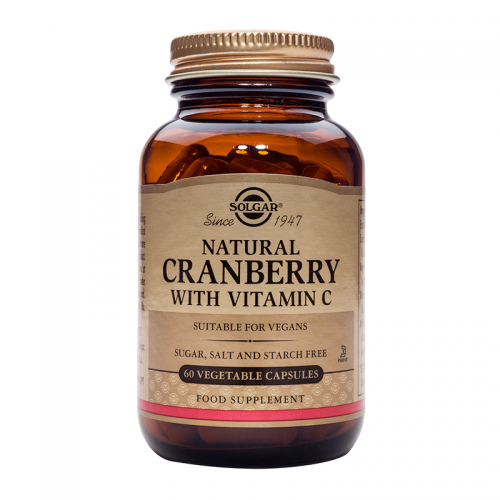 Solgar Natural Cranberry with Vitamin C Συμπλήρωμα Διατροφής για την Καλή Υγεία του Ουροποιητικού Συστήματος - Καταπολεμά τα Συμπτώματα της Κυστίτιδας 60 Vegetable Capsules