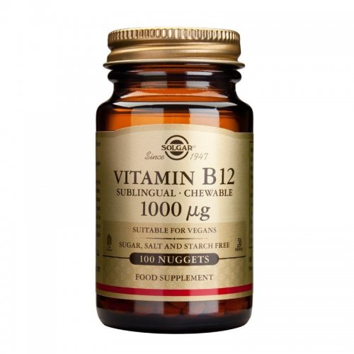 Solgar Vitamin B12 1000 µg Μασώμενα Δισκία Βιταμίνη B12 για την Ομαλή Λειτουργία του Νευρικού Συστήματος 100 Chewable Nuggets