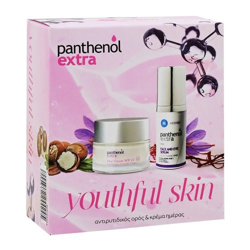 Panthenol Extra Youthful Skin Promo Day Cream SPF15 Ενυδατική Κρέμα Ημέρας, 50ml & Face & Eye Serum Αντιρυτιδικός Ορός Προσώπου, 30ml, 1σετ